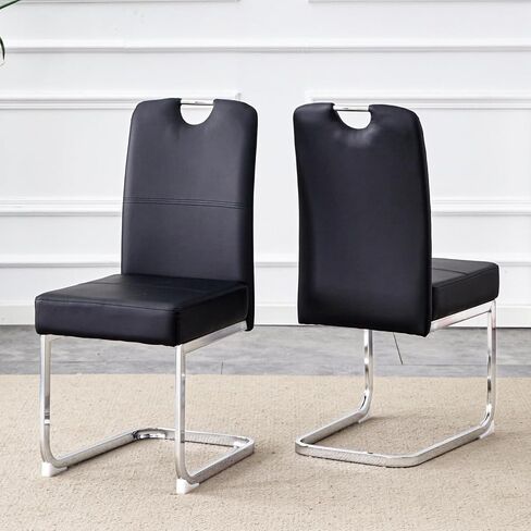 Black Thickened Dining Chairs - 15.7" L x 20.5" W x 38.2" H, Ingenious Ergonomics Non-Slip Feet, Perfect for Home Office in Saudi Arabia