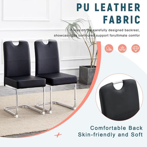 Black Thickened Dining Chairs - 15.7" L x 20.5" W x 38.2" H, Ingenious Ergonomics Non-Slip Feet, Perfect for Home Office in Saudi Arabia