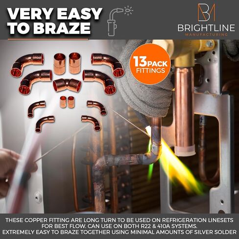 Line Set Copper Kit HVAC R 3/8 & 3/4 Line Set Copper Fittings Kit air condition, refrigeration, liquid line & suction lines tubing pipes for Central/Split A/C systems in Saudi Arabia