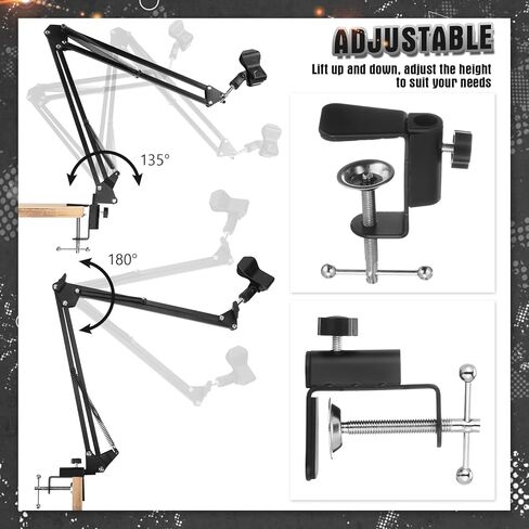 Leinuosen 2 PCS Boom Mic Arm Desk Microphone حامل مع 3/8 " in Kuwait