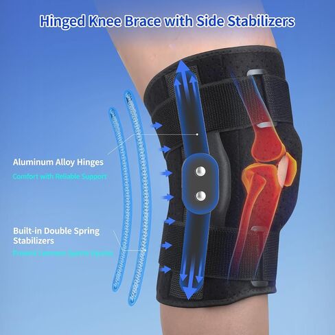 CHIYAN Hinged Knee Brace with Side Stabilizers for Meniscus Tear, Men Women Hinges Knee Support for Arthritis Pain Relief in Saudi Arabia