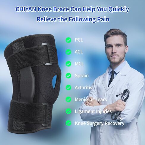 CHIYAN Hinged Knee Brace with Side Stabilizers for Meniscus Tear, Men Women Hinges Knee Support for Arthritis Pain Relief in Saudi Arabia