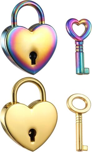 2 Pcs Heart Lock, Diary Lock and Key Set Cute Lock Metal Heart Padlock, for Locker Diary Book Jewelry Box Luggage in Saudi Arabia