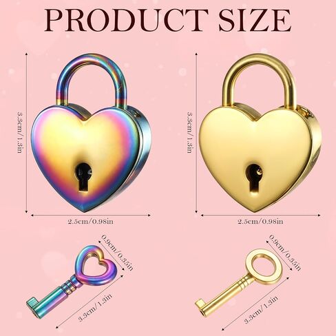 2 Pcs Heart Lock, Diary Lock and Key Set Cute Lock Metal Heart Padlock, for Locker Diary Book Jewelry Box Luggage in Saudi Arabia