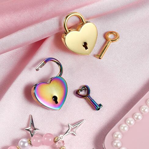2 Pcs Heart Lock, Diary Lock and Key Set Cute Lock Metal Heart Padlock, for Locker Diary Book Jewelry Box Luggage in Saudi Arabia