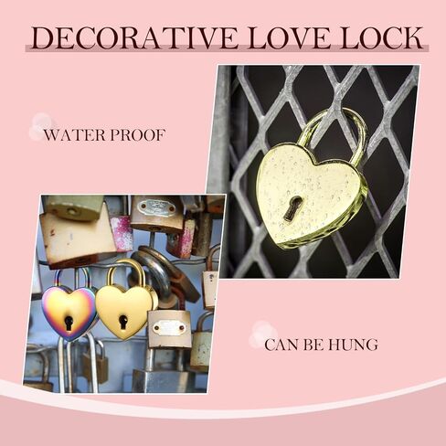 2 Pcs Heart Lock, Diary Lock and Key Set Cute Lock Metal Heart Padlock, for Locker Diary Book Jewelry Box Luggage in Saudi Arabia
