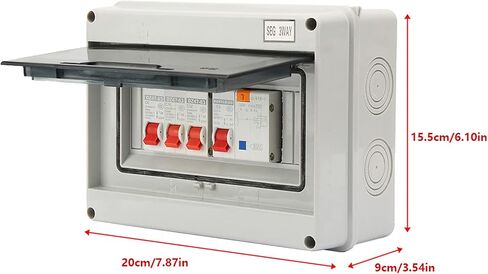 مربع توزيع كهربائي IP65 مع 63A RCD و 3 MCBS (6A+16A+32A) - لوحة قاطع الدائرة في الهواء الطلق لورش الشاحنات Caravans - DIN Rail Mount in Saudi Arabia