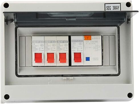 مربع توزيع كهربائي IP65 مع 63A RCD و 3 MCBS (6A+16A+32A) - لوحة قاطع الدائرة في الهواء الطلق لورش الشاحنات Caravans - DIN Rail Mount in Saudi Arabia