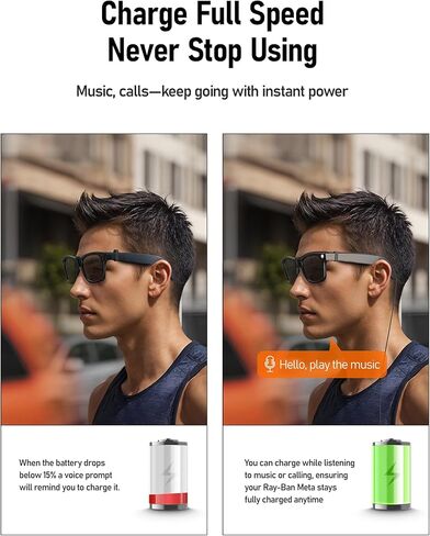 شحن كابل متوافق مع النظارات الذكية Rayban/Oakley Meta-رقاقة تم ترقيتها لشحن مستقر ، متوافق مع Wayfarer ، Skyler ، عناوين رئيسية ، العمل مع بنوك الطاقة والمحولات وهواتف Type-C in Kuwait