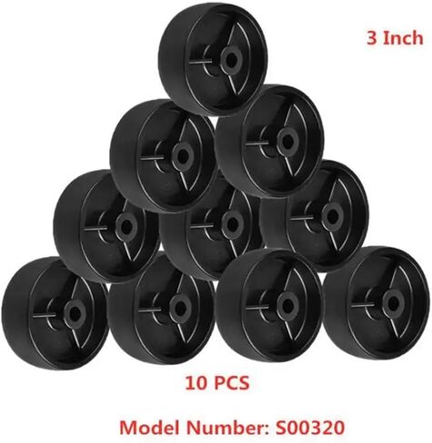 10pcs العجلات 3 بوصة أسود PP واحد العجلة الداخلية الثقب 8mm الجهاز المعدات قطرها 75 ملم البلاستيك in Saudi Arabia
