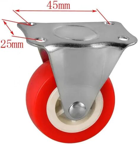 4Pcs Casters 2 Inch Red Directional Wheel Light PVC Plastic Fixed Height: 65mm Silent Furniture in Saudi Arabia