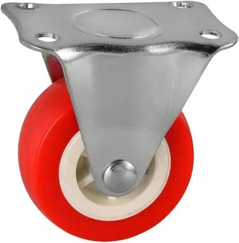 4Pcs Casters 2 Inch Red Directional Wheel Light PVC Plastic Fixed Height: 65mm Silent Furniture in Saudi Arabia