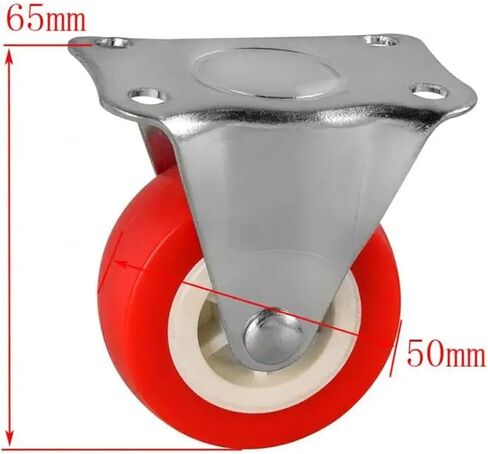 4Pcs Casters 2 Inch Red Directional Wheel Light PVC Plastic Fixed Height 65mm Silent Furniture in Saudi Arabia