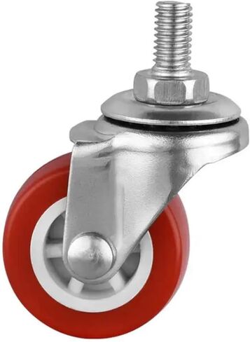 4Pcs 1.5 Inch Red Screw Caster M8 Universal Roller PVC Plastic Wheel Glass Mechanical Backup in Saudi Arabia