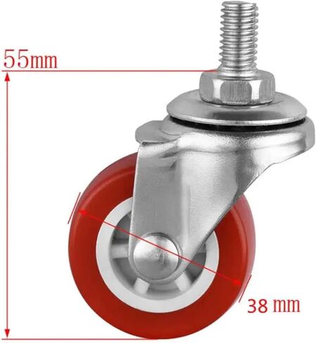 Spot 1.5 Inch Red Screw Caster M8 Universal Roller PVC Plastic Wheel Glass Mechanical Backup 4Pcs in Saudi Arabia
