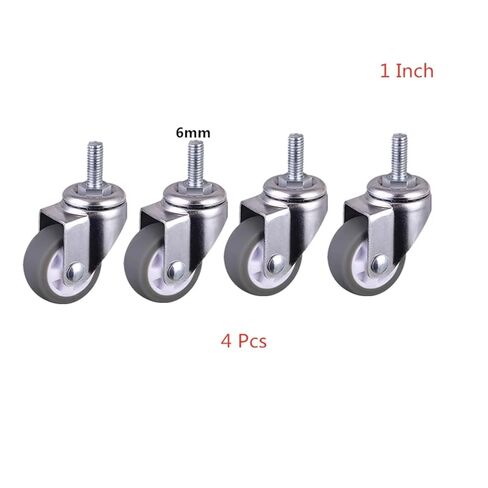 4pcs عجلات 1 بوصة رمادية TPE المسمار العجلات ، M6 عجلة صامتة قطرها 25 ملم العجلة العالمية in Kuwait