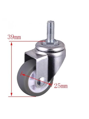 4pcs عجلات 1 بوصة رمادية TPE المسمار العجلات ، M6 عجلة صامتة قطرها 25 ملم العجلة العالمية in Kuwait