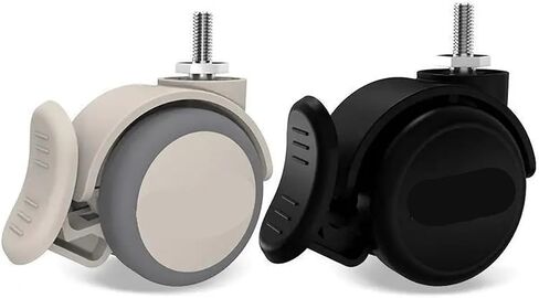 Gray 2 Inch Black M6/M8/M10/M12 Screw Universal Wheel with Brake Silent Caster Soft Rubber 4Pcs(M12-C) in Saudi Arabia