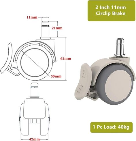 1Pcs Screw M6/M8/M10/M12 Furniture Table Wheel Universal Brake Gray Bedside Flat Caster Chair(11mm Brake) in Saudi Arabia