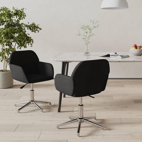 Swivel Dining Chairs, Modern Black Kitchen Chairs Set, Padded Room Table Seating, Mid Century Furniture (2 pcs) in Kuwait
