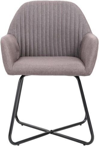 Dining Chair Set of 6 Yellow Fabric Modern Furniture, Living, Kitchen Room, Dining Chairs, Powder-Coated Steel Table in Kuwait