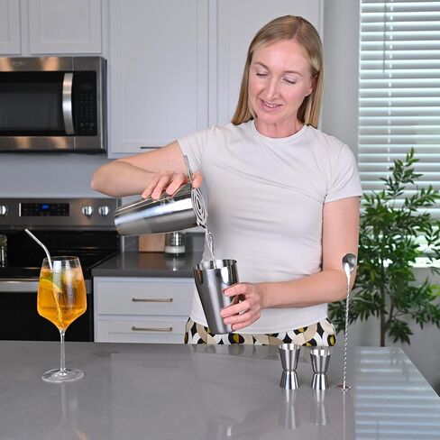 Bartender Cocktail Mixing Kit, Silver Barware Set, Professional Bar Tools with Bottle Opener and Shaker in Saudi Arabia
