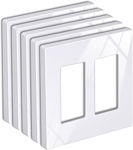 Bestten 5 Pack Packless Decorator Wall Plate ، غطاء مخرج مزخرف للعصابات ، USWP6 Gloss Snow White ، H4.69 "X W4.73" ، غطاء اللوحة الوجه لمنفذ ومحول UL ، مدرج UL in Kuwait