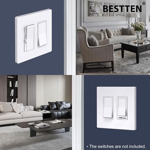 Bestten 5 Pack Packless Decorator Wall Plate ، غطاء مخرج مزخرف للعصابات ، USWP6 Gloss Snow White ، H4.69 "X W4.73" ، غطاء اللوحة الوجه لمنفذ ومحول UL ، مدرج UL in Kuwait