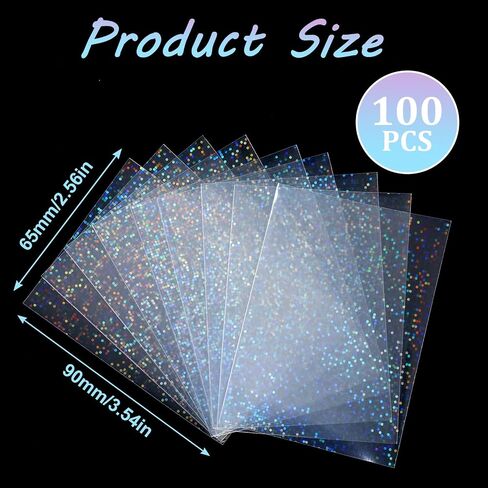 100 Pcs Photocard Sleeves Laser Flashing Card Sleeves Trading Card-Sleeves Holographic Foil Protective Cover Foil Card Protective Sleeve - Starry Style,65x90mm in Saudi Arabia