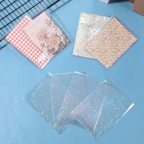 100 Pcs Photocard Sleeves Laser Flashing Card Sleeves Trading Card-Sleeves Holographic Foil Protective Cover Foil Card Protective Sleeve - Starry Style,65x90mm in Saudi Arabia