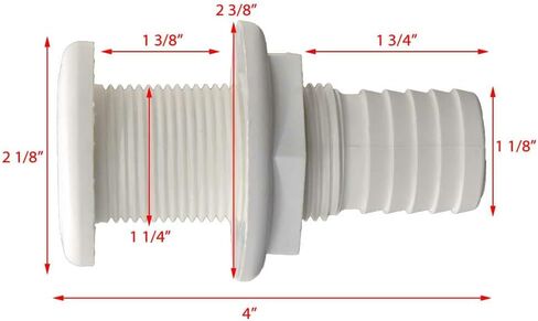 Boat Thru Hull Fitting | 1 1/8 Inch Plasti in Saudi Arabia