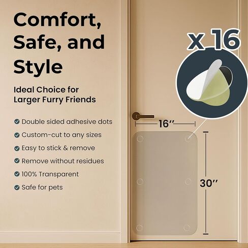 Dog Door Scratch Protector 2-Pack 16 x 30’’ Customizable Transparent PVC Film, Anti-Scratch Guard for Doors & Trim, Damage Proof Protection in Saudi Arabia