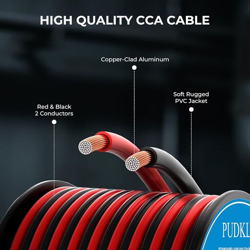 18 Gauge/18 AWG Copper Clad Aluminum 2 Conductor Red Black Electrical Wire 100FT, Flexible PVC Insulated Low Voltage 12V/24V DC Cable for Automotive, Speaker, Subwoofer, LED Strips, RC Car in Saudi Arabia