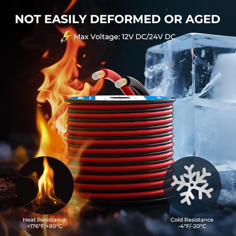 18 Gauge/18 AWG Copper Clad Aluminum 2 Conductor Red Black Electrical Wire 100FT, Flexible PVC Insulated Low Voltage 12V/24V DC Cable for Automotive, Speaker, Subwoofer, LED Strips, RC Car in Saudi Arabia