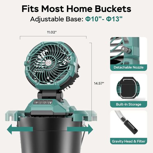 Portable Misting Fan for Outdoors Patios - 30000mAh Rechargeable Battery Powered Camping Fan, 4 Spray Mister with Timer, Fits 10-13" Bucket, 4 Speed, 90° Auto Oscillation for Garden Sports Travel Golf in Kuwait