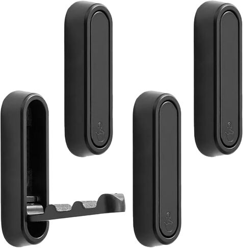 4 PCS Foldable Heavy Duty Alloyed Wall Hooks for Hanging Coats and Hangers, Sturdy Coat Hooks for Wall, Drawer Handle, Cabinet Handle Compatible with Adhesive Glue No Drill Design (Black) in Saudi Arabia