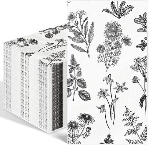 100pcs مناديل الورق الأزهار المناديل 3 مناشف يد يمكن التخلص منها للحمام للحمام خمر الضيوف برية الضيوف مناديل عشاء زهرة برية خضراء لحفل زفاف زفاف طفل دش ربيع الصيف in Kuwait