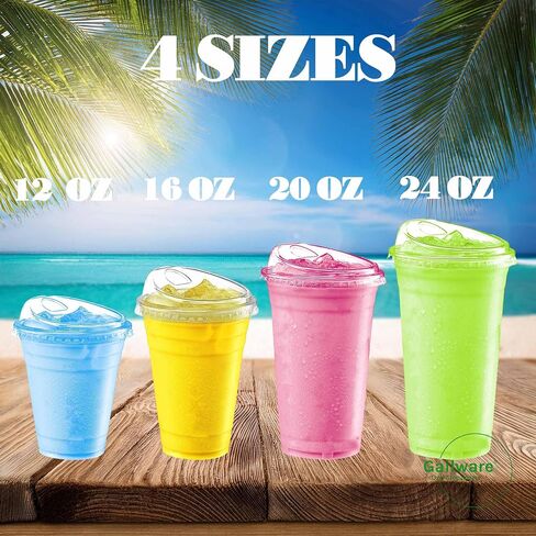 100 Pack 20 oz Clear Plastic Cups with Strawless Sip-Lids, Disposable Cold Drinking Cups with Lids, To Go Plastic Container for Iced Cold Coffee, and Soda for Events and Everyday Use. in Saudi Arabia