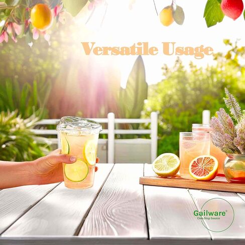 100 Pack 20 oz Clear Plastic Cups with Strawless Sip-Lids, Disposable Cold Drinking Cups with Lids, To Go Plastic Container for Iced Cold Coffee, and Soda for Events and Everyday Use. in Saudi Arabia