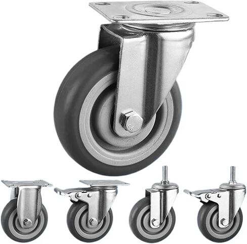 3/4/5 Inch Medium Gray TPR Casters Aviation Box Flat Tool Handcart Silent Universal 4Pcs(Replace,4 Inch) in Saudi Arabia