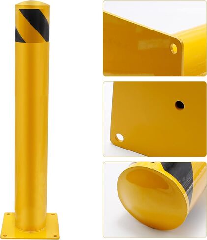 Safety Barrier Bollard, Yellow Safety Bollard Post Road Pile 36"H 4.5"D Steel Barrier-Bolt Down Pillar, Replace for Traffic-Sensitive Area in Saudi Arabia