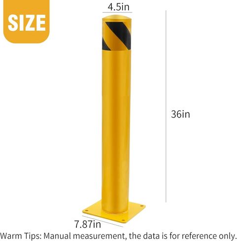 Safety Barrier Bollard, Yellow Safety Bollard Post Road Pile 36"H 4.5"D Steel Barrier-Bolt Down Pillar, Replace for Traffic-Sensitive Area in Saudi Arabia