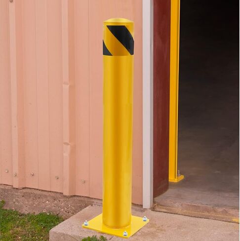 Safety Barrier Bollard, Yellow Safety Bollard Post Road Pile 36"H 4.5"D Steel Barrier-Bolt Down Pillar, Replace for Traffic-Sensitive Area in Saudi Arabia