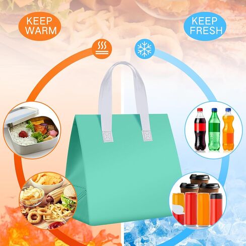 Kacctyen 50 Pcs Insulated Take Away Bags Bulk Thermal Insulation Food for Coffee Milk Tea Pizza Hot Cold Food Delivery Cooler Bag for Catering Restaurant Grocery Picnic, 9.5" x 9.5" x 6" (Buff Color) in Saudi Arabia
