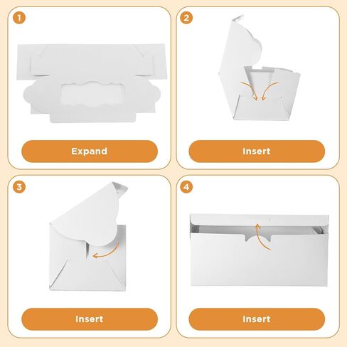 40 Pcs 9x4x3.5 Inch Cookie Boxes White Bakery Boxes with Window, Loaf Cake Boxes for Roll Cakes, Desserts, Muffins, Donuts, Candies and Pastries (9 Inch) in Kuwait