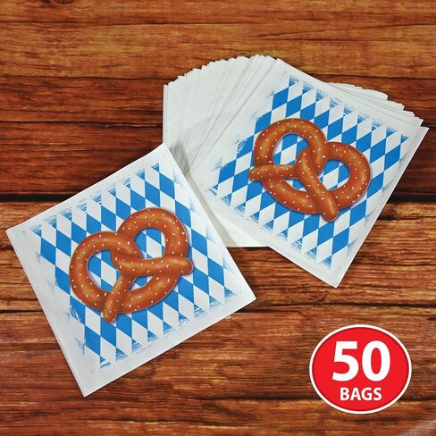 Beistle 50 Pack Oktoberfest Pretzel Bags, 6" x 5.75"- Bavarian Themed Party Supplies, German Beer Festival Treat Bags, Biergarten Snack Holders in Saudi Arabia