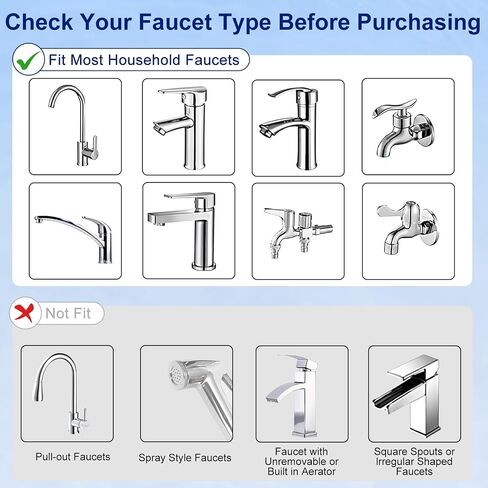 Faucet Mount Water Filter for Sink, Removes Fluoride and Chlorine Heavy Metals, 720° Rotating Sink Faucet Filter with 2pcs Replacement Filters, 2 Water Flow Modes for Kitchen Bathroom Sink in Saudi Arabia