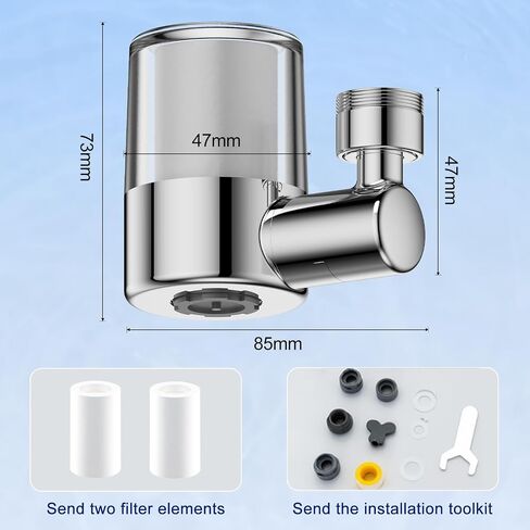 Faucet Mount Water Filter for Sink, Removes Fluoride and Chlorine Heavy Metals, 720° Rotating Sink Faucet Filter with 2pcs Replacement Filters, 2 Water Flow Modes for Kitchen Bathroom Sink in Saudi Arabia
