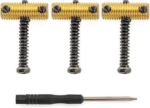 MusicLily Ultra Full Solid Brass Resked Threadled Trallergle Saddles for Fender Tele Style Electric Guitar ، مسامير النيكل (مجموعة من 3) in Kuwait