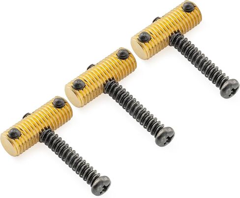 MusicLily Ultra Full Solid Brass Resked Threadled Trallergle Saddles for Fender Tele Style Electric Guitar ، مسامير النيكل (مجموعة من 3) in Kuwait